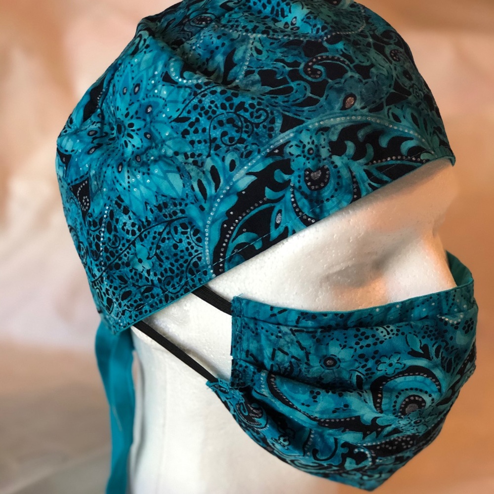 Scrub hat and mask set
